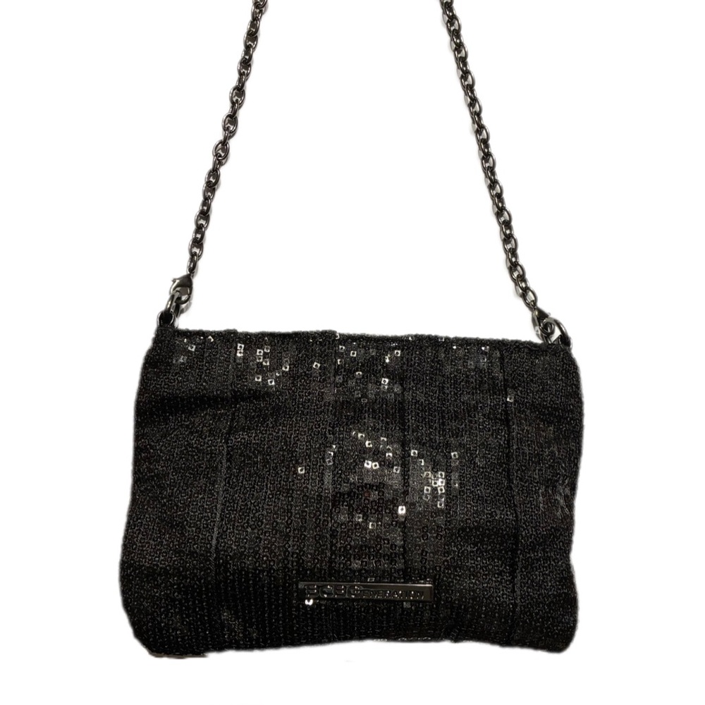 BCBG Generation NWOT Black Sequin Mini Zip Top
Shoulder Bag Purse Chain
Strap